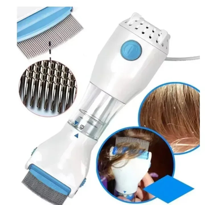 Electric V Comb Head Lice Removal Machine – Anti-Lice Device for Safe, Chemical-Free Treatment with Washable Filters, LED Detection Light, and Stainless Steel Comb for Lice, Nits, & Dandruff Removal