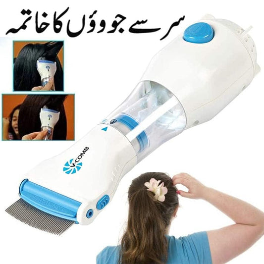 Electric V Comb Head Lice Removal Machine – Anti-Lice Device for Safe, Chemical-Free Treatment with Washable Filters, LED Detection Light, and Stainless Steel Comb for Lice, Nits, & Dandruff Removal